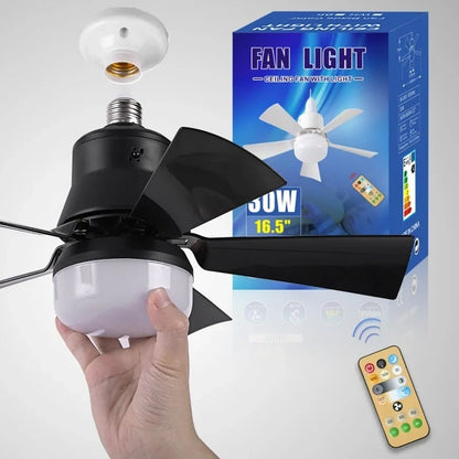 Luce della ventola a LED 2 in 1, velocità del vento a tre livelli, con 3 colori regolabili, telecomando, funzione di temporizzazione, motore silenzioso, facile da installare, adatta per soggiorno, camera da letto, cucina