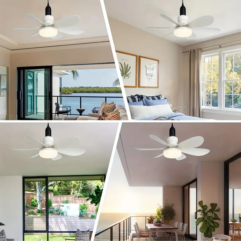 Luce della ventola a LED 2 in 1, velocità del vento a tre livelli, con 3 colori regolabili, telecomando, funzione di temporizzazione, motore silenzioso, facile da installare, adatta per soggiorno, camera da letto, cucina