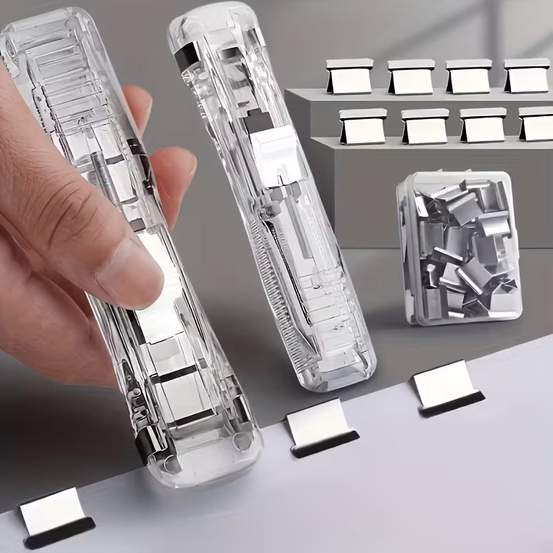 Handheld Push Clam Clip Dispenser & Reusable Paper Fastener Set - Buy 1 Get 1 Free