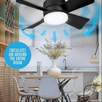 Luce della ventola a LED 2 in 1, velocità del vento a tre livelli, con 3 colori regolabili, telecomando, funzione di temporizzazione, motore silenzioso, facile da installare, adatta per soggiorno, camera da letto, cucina