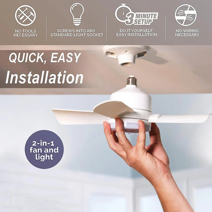 Luce della ventola a LED 2 in 1, velocità del vento a tre livelli, con 3 colori regolabili, telecomando, funzione di temporizzazione, motore silenzioso, facile da installare, adatta per soggiorno, camera da letto, cucina