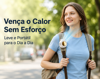 Mini Ventilador Sem Pás Recarregável – Portátil, Silencioso, 3 Velocidades e Rotação 360°