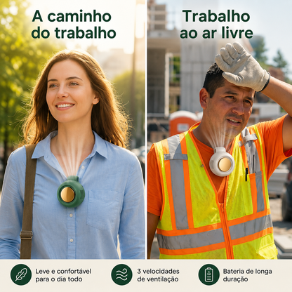 Mini Ventilador Sem Pás Recarregável – Portátil, Silencioso, 3 Velocidades e Rotação 360°