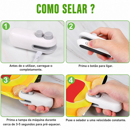 Máquina de Selagem de Sacos Recarregável 2 em 1