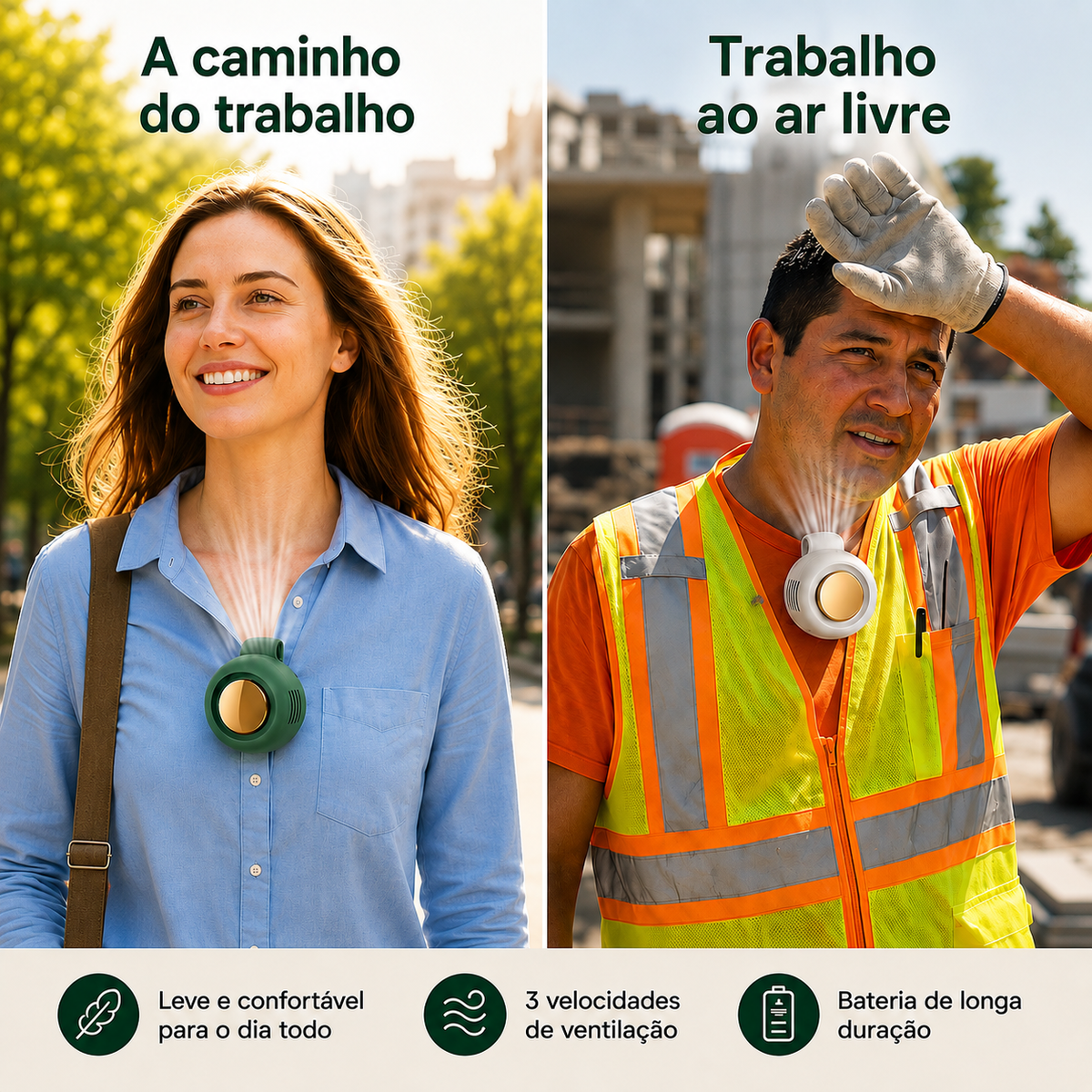Mini Ventilador Sem Pás Recarregável - Ventoinha de Pescoço Portátil
