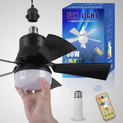 Luce della ventola a LED 2 in 1, velocità del vento a tre livelli, con 3 colori regolabili, telecomando, funzione di temporizzazione, motore silenzioso, facile da installare, adatta per soggiorno, camera da letto, cucina