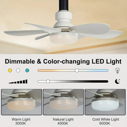 Luce della ventola a LED 2 in 1, velocità del vento a tre livelli, con 3 colori regolabili, telecomando, funzione di temporizzazione, motore silenzioso, facile da installare, adatta per soggiorno, camera da letto, cucina