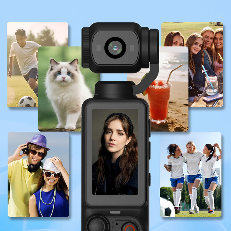 Fotocamera gimbal tascabile con schermo da 1,9 pollici
