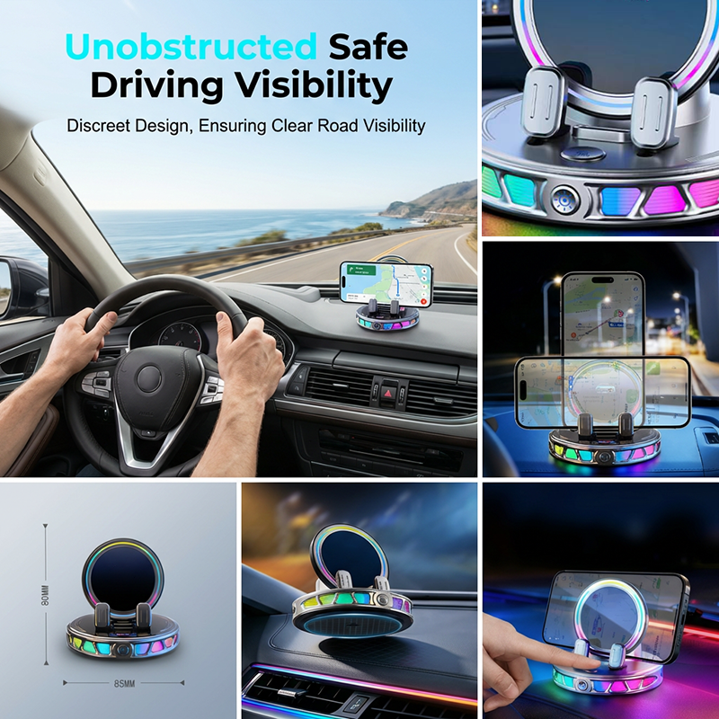 📱PROMO FLASH 50%🚗Support Voiture Téléphone RGB avec Recharge Sans Fil 15W – Fixation Auto, Rotation Libre, 3 Couleurs, Sécurisé & Pratique✨