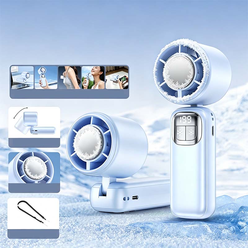 Ventilatore Portatile Pieghevole con Funzione Ghiaccio Rinfrescante