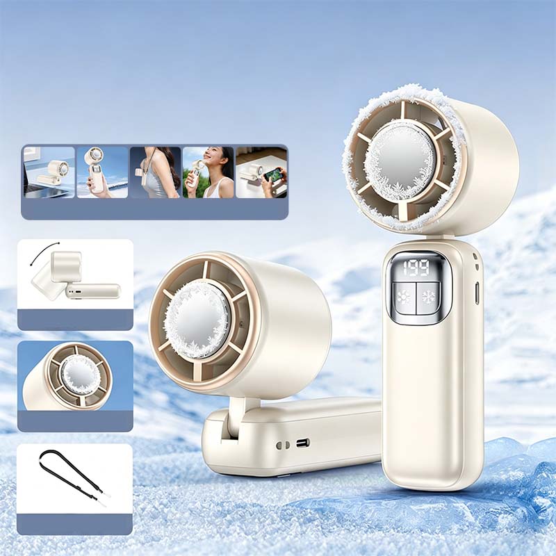 Ventilatore Portatile Pieghevole con Funzione Ghiaccio Rinfrescante