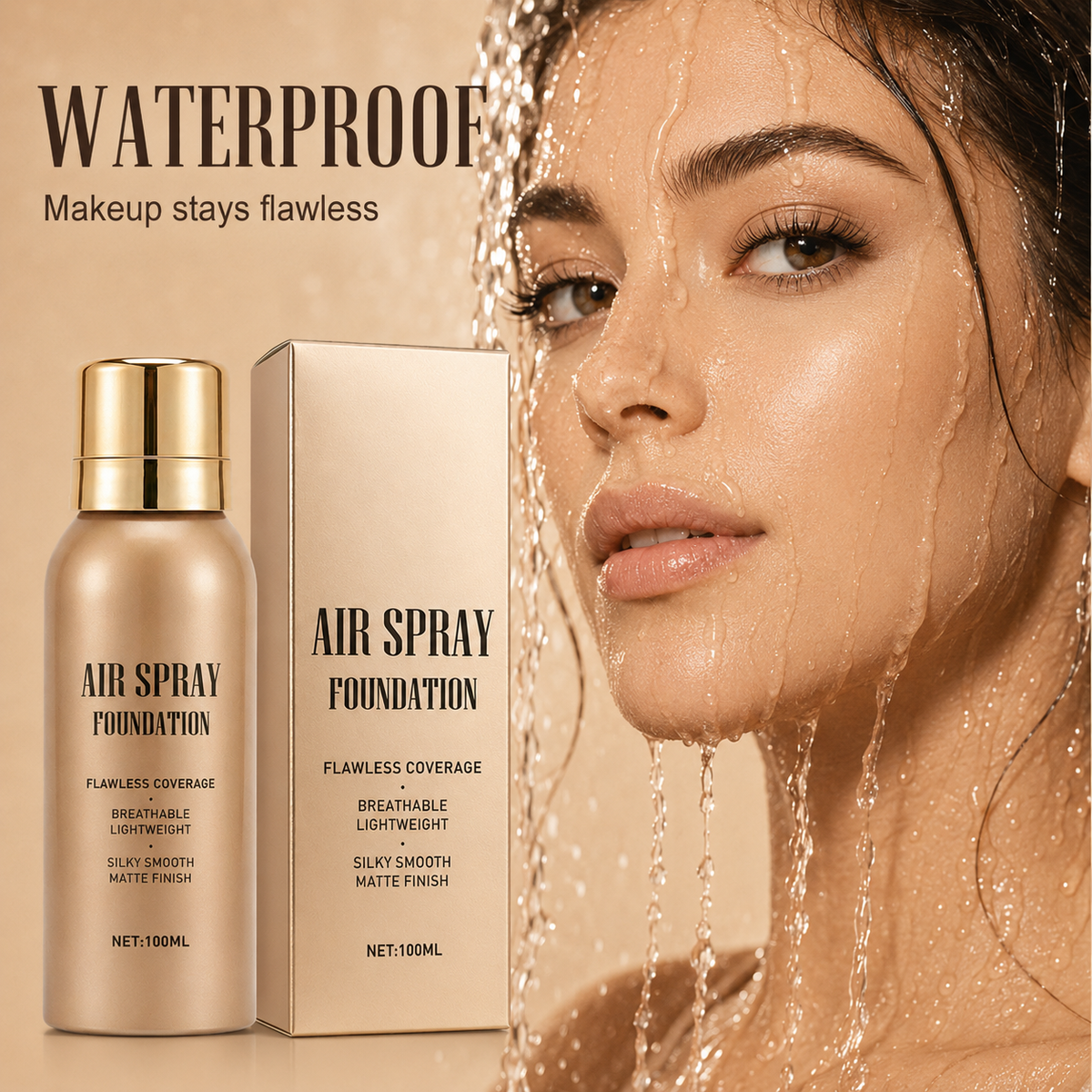 🛒💨 Fond de teint en spray waterproof longue tenue – Parfait, respirant et résistant. Commandez dès maintenant !